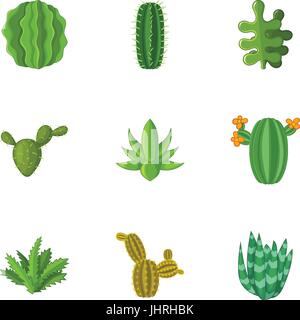 Desert plant icons set, cartoon style Stock Vector