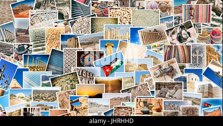 my own images from all over the jordan in a  patchwork Stock Photo