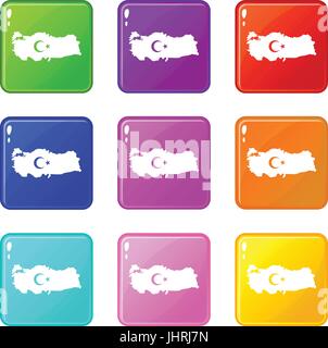 Turkey map icons set 9 color collection Stock Vector Image & Art - Alamy