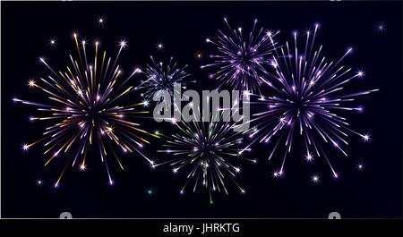 Bright colorful fireworks in the night sky Stock Vector