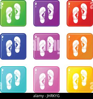 Flip flop sandals set color collection Stock Vector Image & Art - Alamy