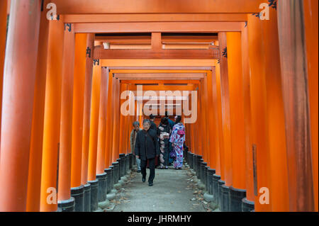 Nara, Japan, 2017 - Torii gates in Fushimi Inari Shrine Stock Photo