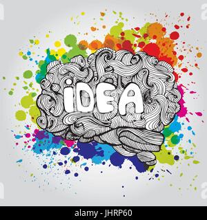 Brain Idea illustration. Doodle vector concept about human brain. Creative illustration Stock Vector