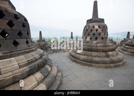 Sea of Immortality terrace of Borobudur Temple Java Indonesia. Stock Photo