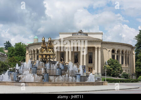 The Colchis Fountain and Lado Meskhishvili Theater in Central Square, Kutaisi, Imereti Province (Mkhare), Georgia Stock Photo