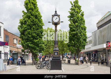 Millenium Clock on pedestrianised London Road, Waterlooville, Hampshire, England, United Kingdom Stock Photo