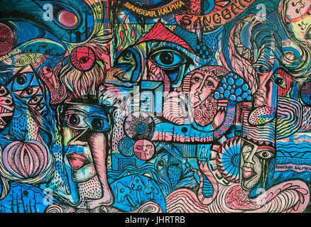 Colorful graffiti on a wall, Yogyakarta, Java, Indonesia Stock Photo