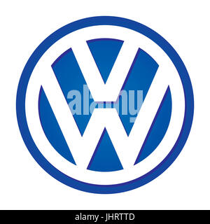 VW, Volkswagen, company logo, Automarke, Deutscher automobile group, DAX 30 companies Stock Photo