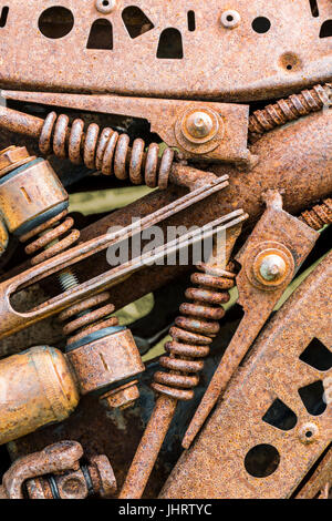 old metal details of industrial machinery under corrosion closeup Stock Photo