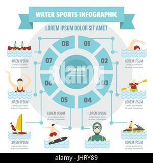 Water sport infographic concept, flat style Stock Vector