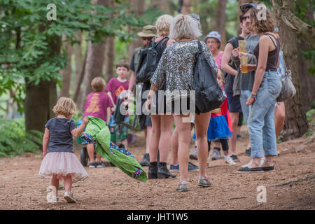 Suffolk, UK. 15th July, 2017.    Enjoying the woods - The 2017 Latitude Festival, Henham Park. Suffolk 15 July 2017 Credit: Guy Bell/Alamy Live News Stock Photo