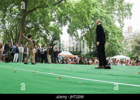 London, UK. 15th July, 2017. Sartorially dressed competitors at The Chap Olympiad in Bedford Square, London which celebrates Britain's sporting ineptitude and eccentricity with a range of track and field events where more points are awarded for style, than first past the post Credit: amer ghazzal/Alamy Live News Stock Photo