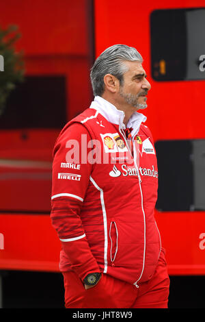 Silverstone Race Circuit, UK.  Sunday 16th July 2017. Ferrari F1 team boss, Maurizio Arrivabene (ITA) at the F1 British Grand Prix. © KEVIN BENNETT/Alamy News Stock Photo