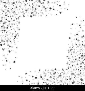 Silver stars with square white shape in the middle, white background in the middle. Abstract Background. Glitter pattern for banner. Vector illustrati Stock Vector