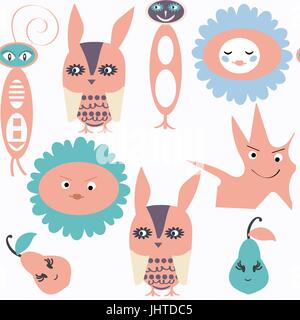 Odd monsters seamless pattern. It is located in swatch menu, vector backgroud design Stock Vector