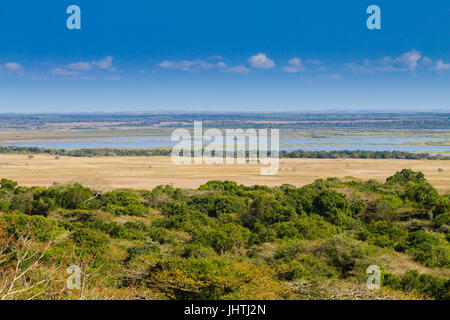 Isimangaliso Wetland Park landscape, South Africa. Beautiful panorama from Africa. Safari and outdoor Stock Photo