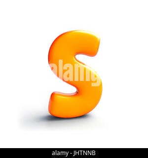 Shining orange and yellow gradient alphabet letter S uppercase. 3D render of bubble font with isolated on white background. Stock Photo