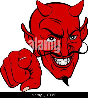 Devil Pointing Cartoon Character Stock Vector