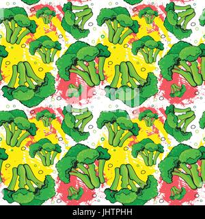 Seamless Pattern Broccoli Vegetables Ornament Background Stock Vector
