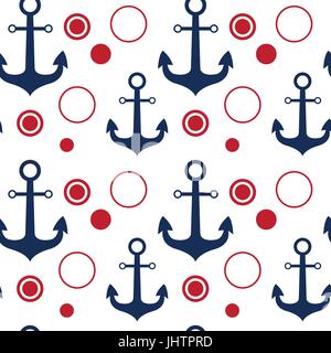 Anchors Seamless Pattern Marine Vintage Ornament Background Stock Vector