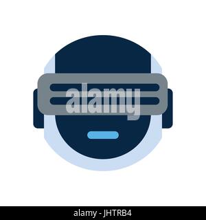 Robot Face Icon Sad Face Wearing Digital Glasses Emotion Robotic Emoji Stock Vector