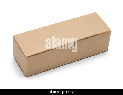 Small Rectangle Brown Cardboard Box Isolated on White Background. Stock Photo