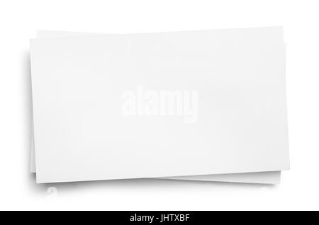 Blank Business Cards in Pile Isolated on White Background. Stock Photo