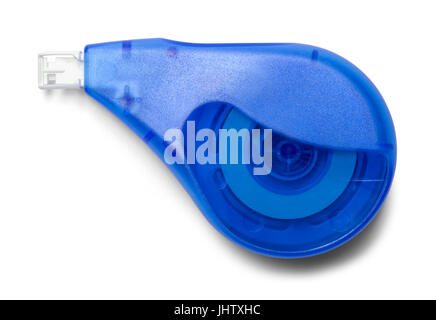 Blue Roll of Correction Tape Isolated on White Background. Stock Photo