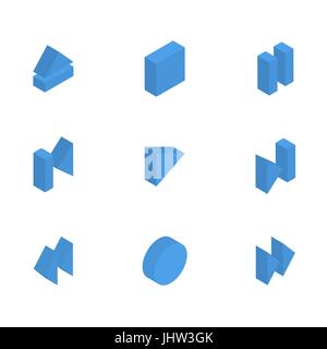 Control buttons player, isolated on white background. Flat 3D isometric style, vector illustration. Stock Vector