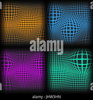 Set of colored abstract background with half tone effects. Bloated dots textures, vector illustration. Stock Vector