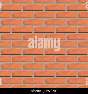 Repeating background from a set of orange bricks, grunge seamless texture of the wall, vector illustration. Stock Vector