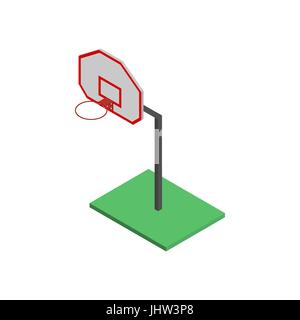 Basketball shield with a basket, isolated on white background. Element for the design of playgrounds and sports objects. Flat 3d isometric style, vect Stock Vector