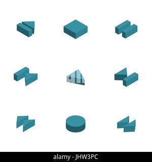 Control buttons player, isolated on white background. Flat 3D isometric style, vector illustration. Stock Vector