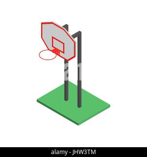 Basketball shield with a basket, isolated on white background. Element for the design of playgrounds and sports objects. Flat 3d isometric style, vect Stock Vector