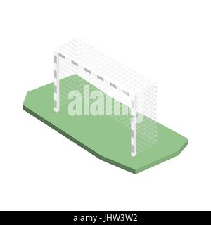 Gate for playing soccer, isolated on white background. Design of sports equipment elements. Flat 3d isometric style, vector illustration. Stock Vector