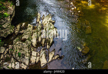 colorful surface of the forest river. natural background with stone and water textures Stock Photo