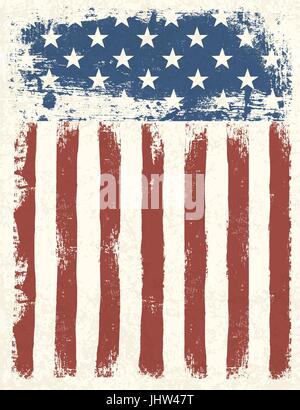 Grunge American flag background. Vector illustration, EPS 10. Stock Vector
