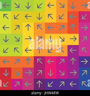 Abstract arrows on colorful rectangles background, vector Stock Vector