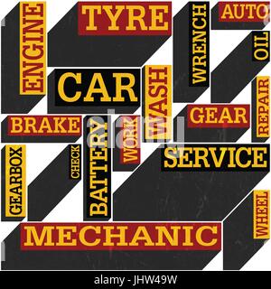 Car themed seamless retro background, vector Stock Vector
