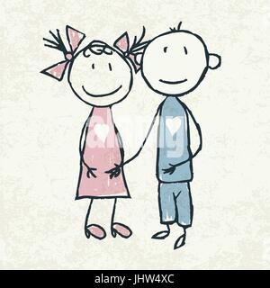 Couple in love. Doodles illustration, vector. Stock Vector