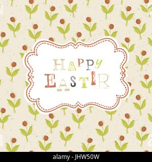 Easter card template with red berry seamless pattern. Vector, EPS10 Stock Vector
