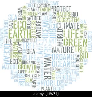 Ecology Earth concept word collage. Environmental poster design tempolate. Vector illustration, EPS8. Stock Vector