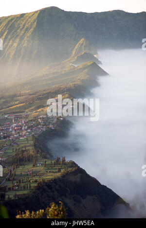 View on Mount Bromo with clouds Stock Photo - Alamy