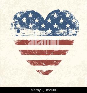 Heart shaped american flag. Vector, EPS10 Stock Vector
