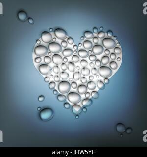 Heart shaped water drops. Abstract Valentines day background, vector, EPS10 Stock Vector