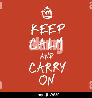 The words keep calm and carry on handwriting. Vector, EPS10 Stock Vector