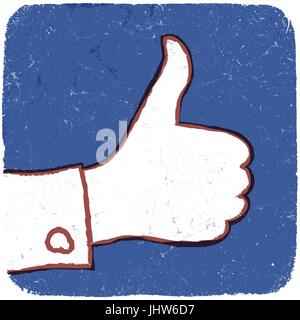 Like symbol. GRunge button illustration, EPS10 Stock Vector