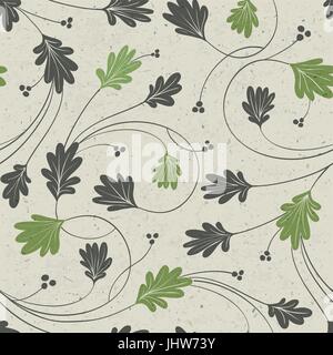 Oak leaves stylized seamless pattern, vector. Stock Vector