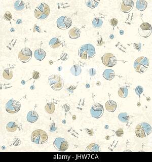 Hand-drawn infographic elements. May use as seamless pattern. Stock Vector