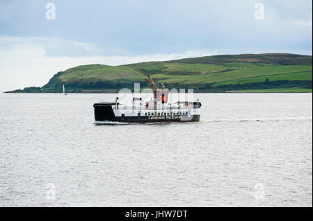 Largs, Scotland - August 17, 2011: A Caledonian MacBrayne ferry. The ferry travels between Largs on the Scottish mainland and the Isle of Cumbrae carr Stock Photo